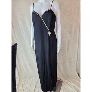 Y2k vintage Betsy Adam Black Embellished Strappy Formal Evening Gown Size 15‎ 16
